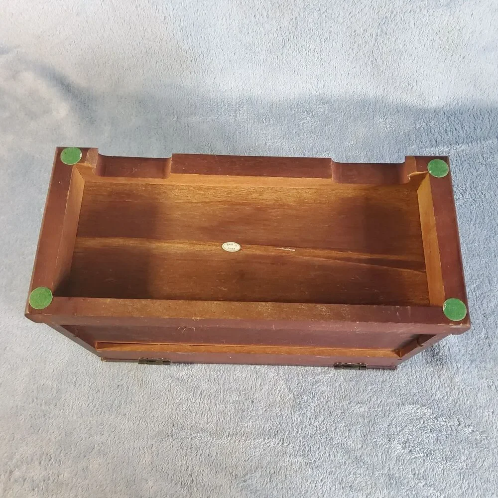 Vintage Wooden Jewelry Armoire Chest Storage Box Pink Velvet Lining 12